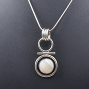 Modernist Mother of Pearl Sterling Silver Pendant