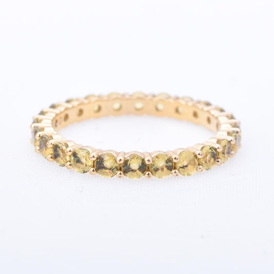 Vintage Swarovski Matrix Yellow Crystal Stack Ring in Gold Tone