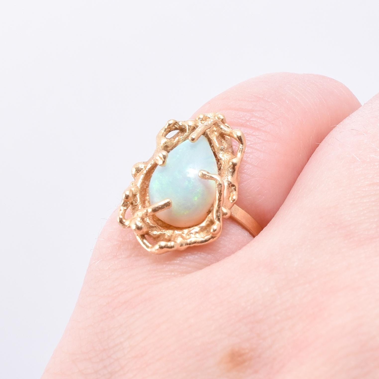 Brutalist 14K Gold Opal Nest Ring