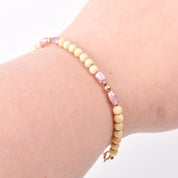 White Onyx Beaded Bracelet with 14K Gold Beads and Pink Freshwater Pearls