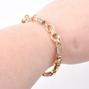 14K Two Tone Gold Unique Spring Chain Link Bracelet