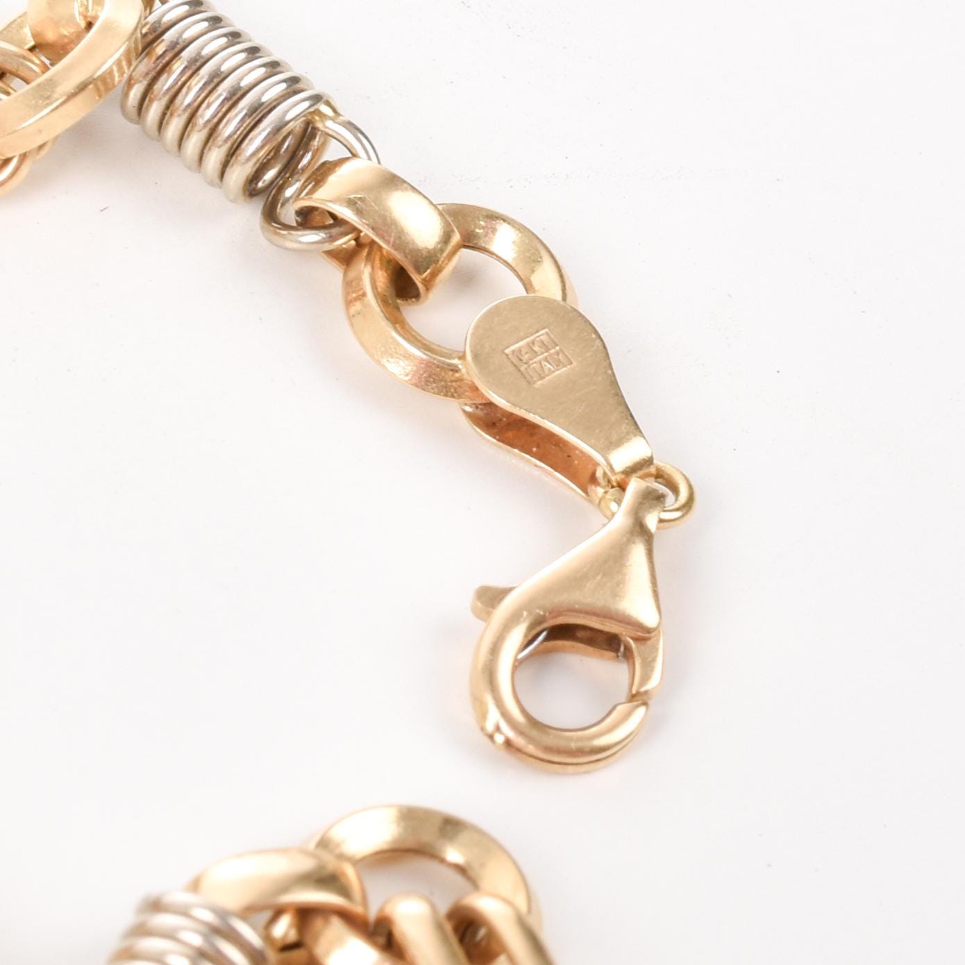 14K Two Tone Gold Unique Spring Chain Link Bracelet