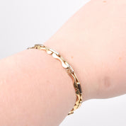 14K Italian Two-Tone Gold Bracelet with Black Onyx Spring Clasp