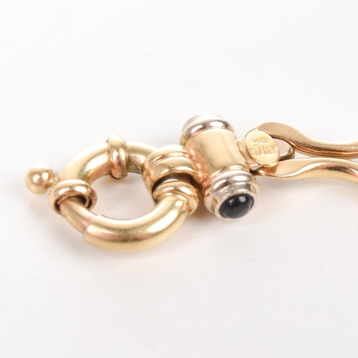 14K Italian Two-Tone Gold Bracelet with Black Onyx Spring Clasp