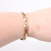 14K Italian Two-Tone Gold Bracelet with Black Onyx Spring Clasp