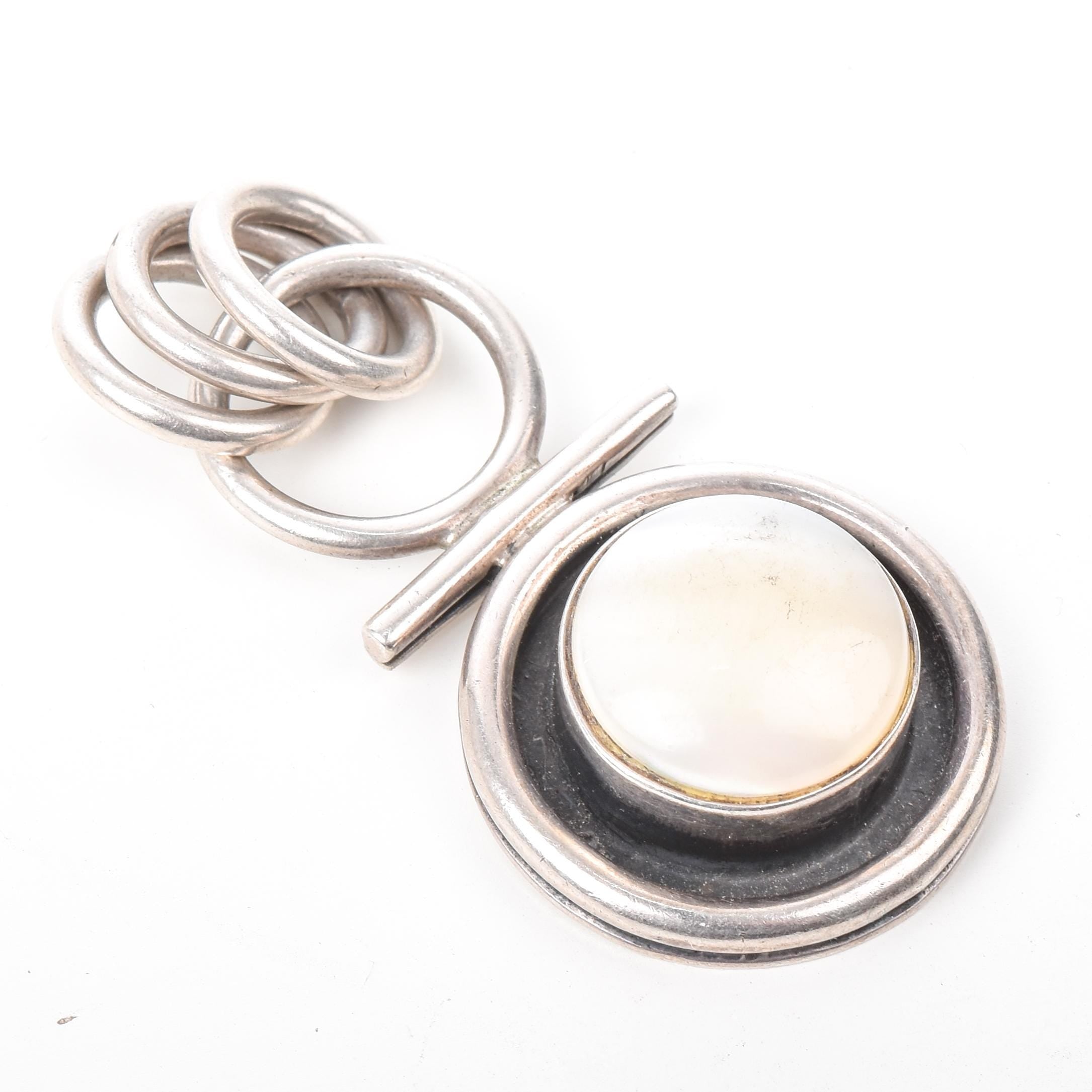 Modernist Mother of Pearl Sterling Silver Pendant