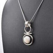 Modernist Mother of Pearl Sterling Silver Pendant