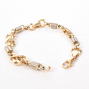 14K Two Tone Gold Unique Spring Chain Link Bracelet