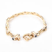 14K Italian Two-Tone Gold Bracelet with Black Onyx Spring Clasp