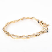 14K Italian Two-Tone Gold Bracelet with Black Onyx Spring Clasp