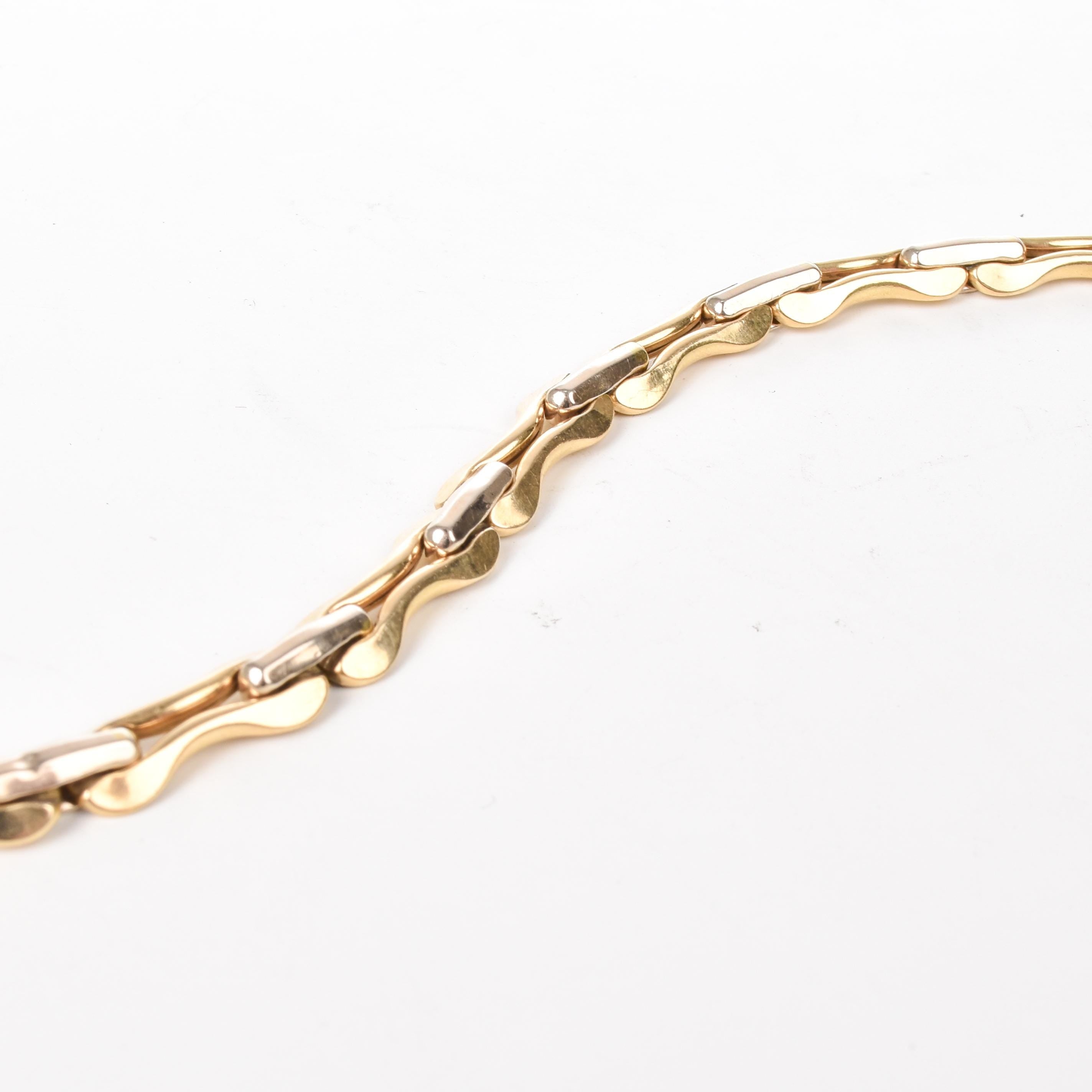 14K Italian Two-Tone Gold Bracelet with Black Onyx Spring Clasp