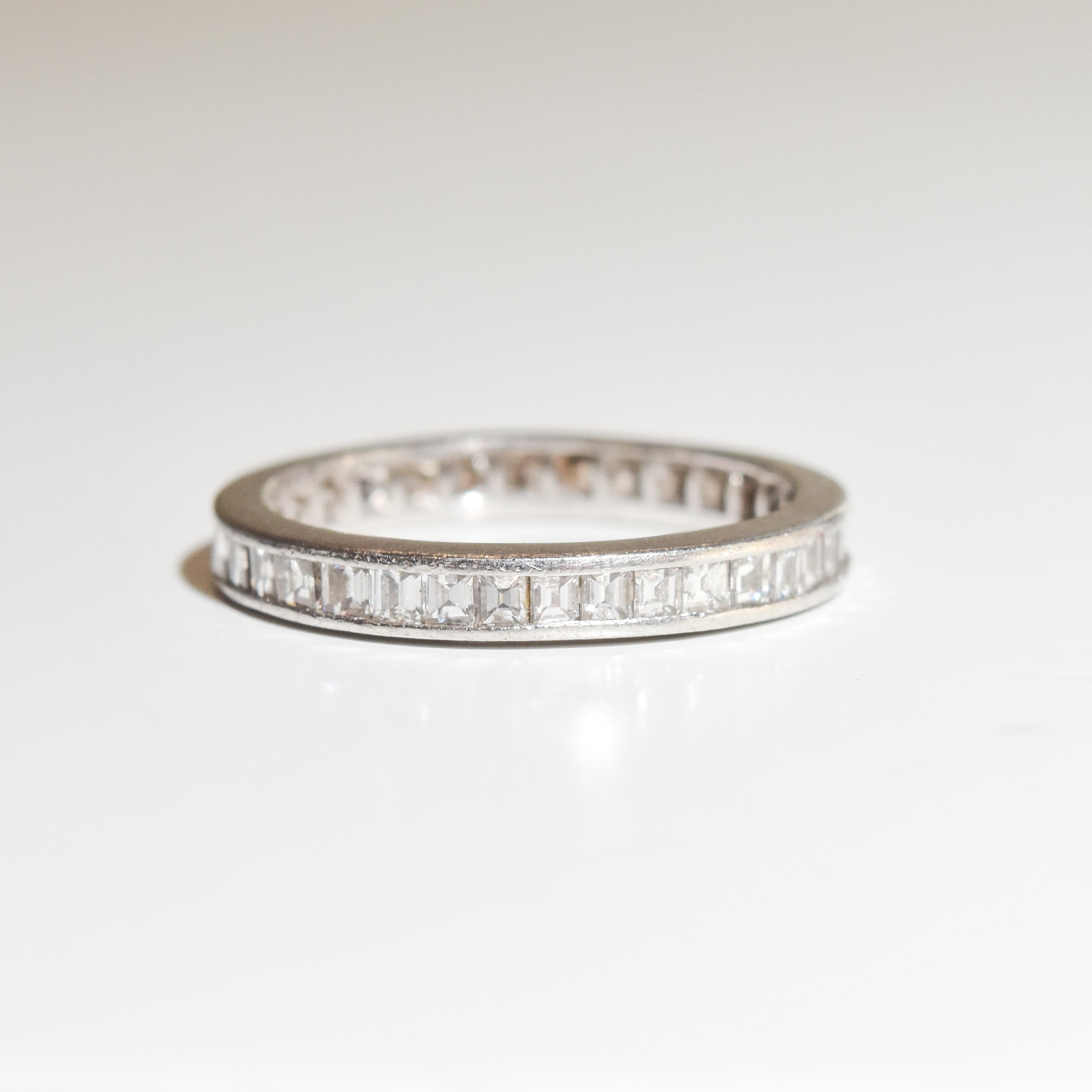 Antique Platinum Diamond Eternity Ring, Anniversary/Engagement Ring, Size 6 US