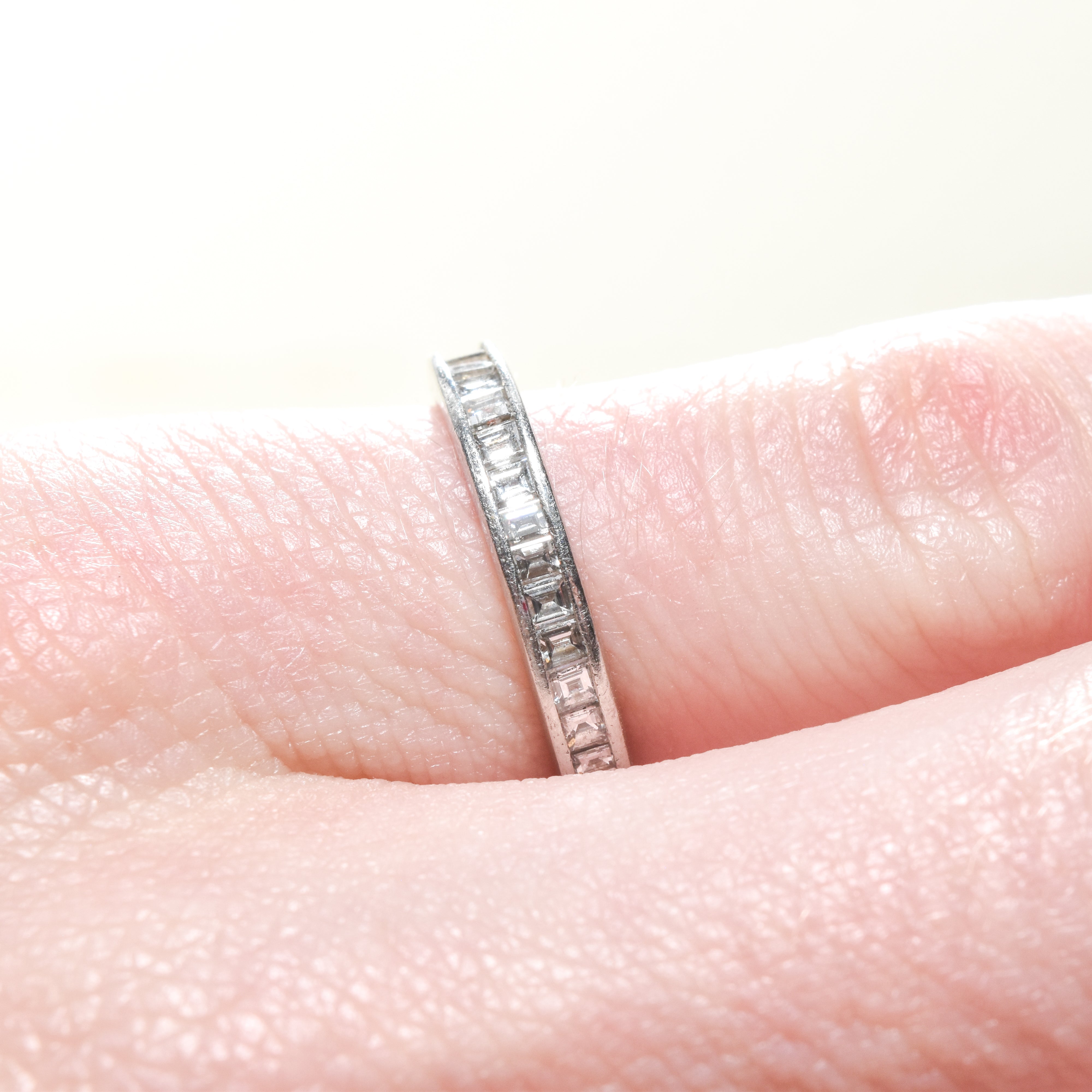 Antique Platinum Diamond Eternity Ring, Anniversary/Engagement Ring, Size 6 US