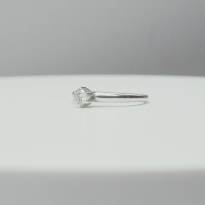 Minimalist 14K White Gold Diamond Engagement Ring, .25 CT Brilliant Solitaire, Size 6 1/4 US