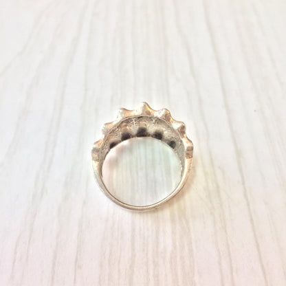 Sterling silver concave textured ring with minimalist unisex design, suitable as vintage statement jewelry gift