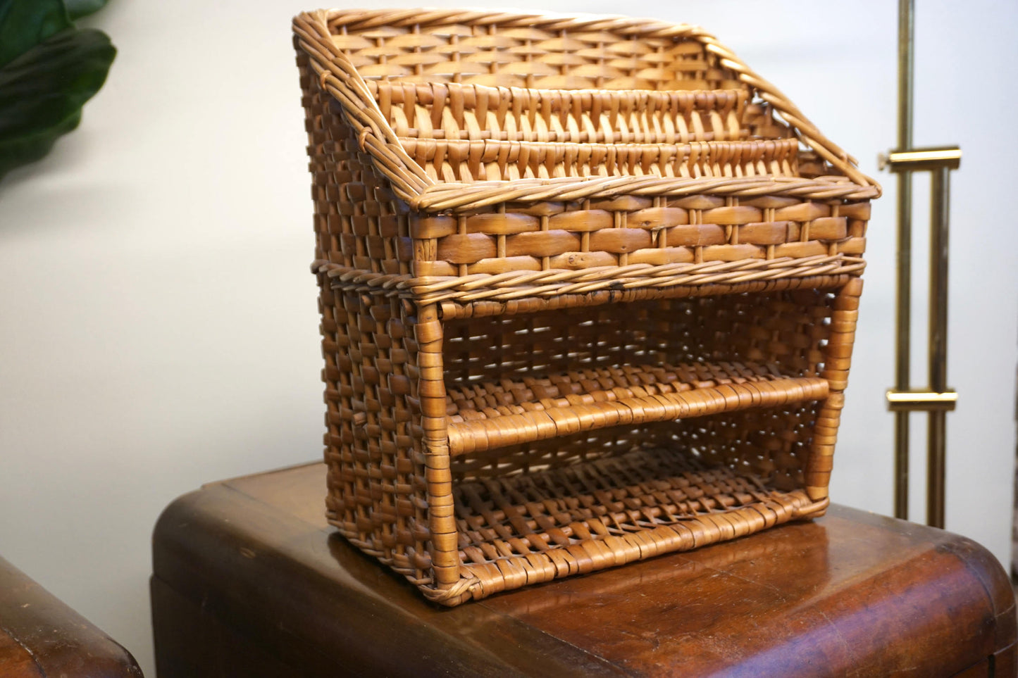 Vintage Wicker Mail Organizer | Office Mail Organizer | Woven Home Decor | Woven Organizer | Letters | Bills | Mail | Office Caddy |