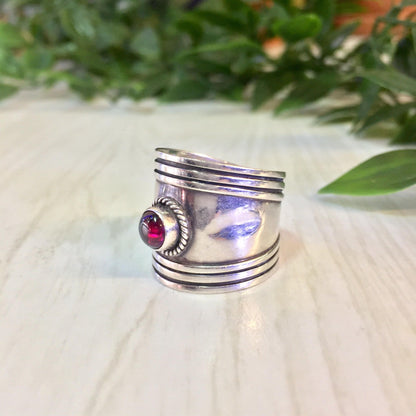 Vintage Silver Ring | Vintage Jewelry | Garnet Ring | Red Stone | Statement Ring | Sterling Silver | Sterling Ring | 925 | Jewelry | Gift