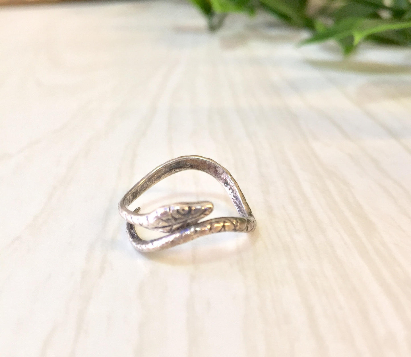 Vintage silver boho snake midi ring, bohemian statement jewelry gift for her