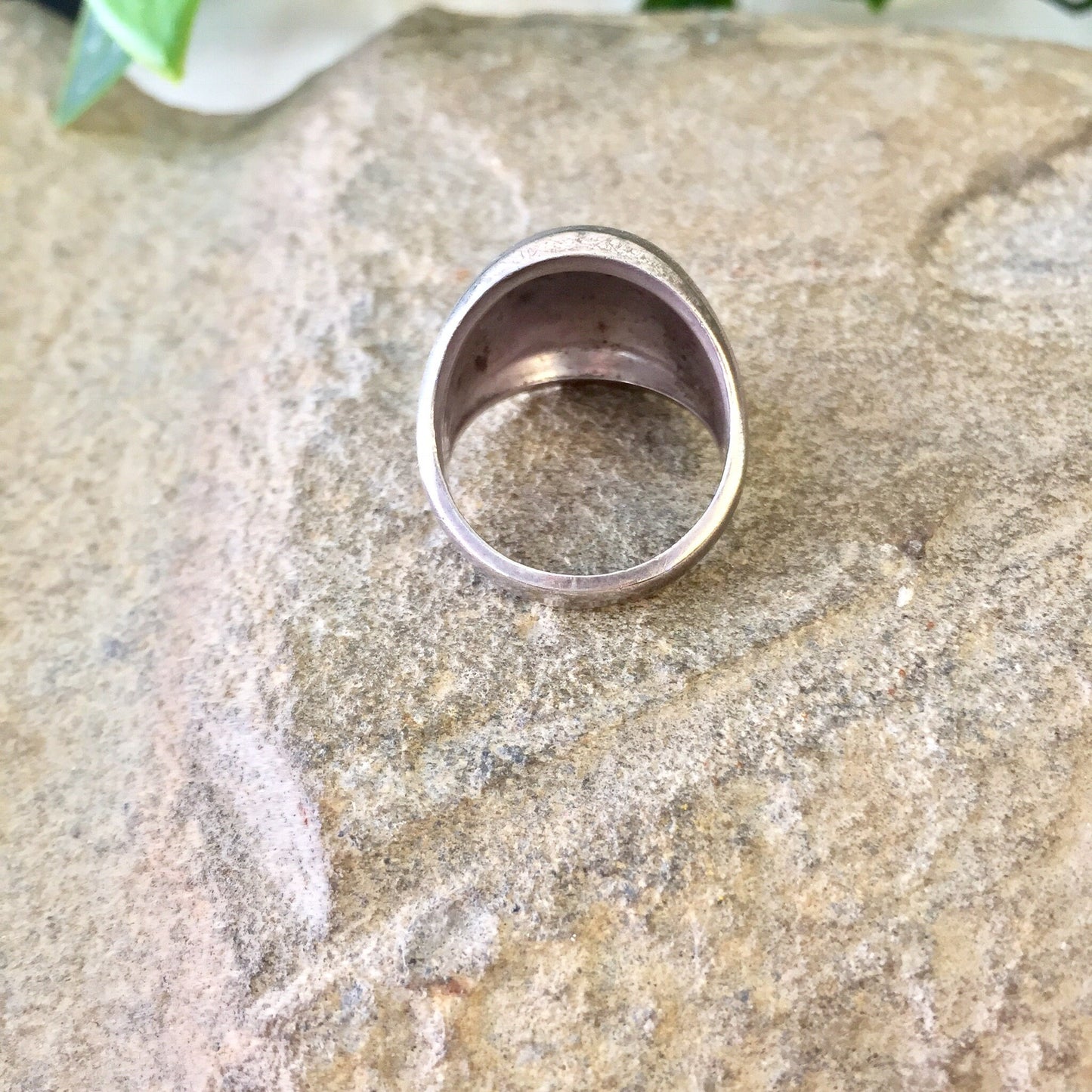 Vintage sterling silver pinky ring with textured surface, small size statement jewelry piece, perfect gift for Mom or Mother's Day.