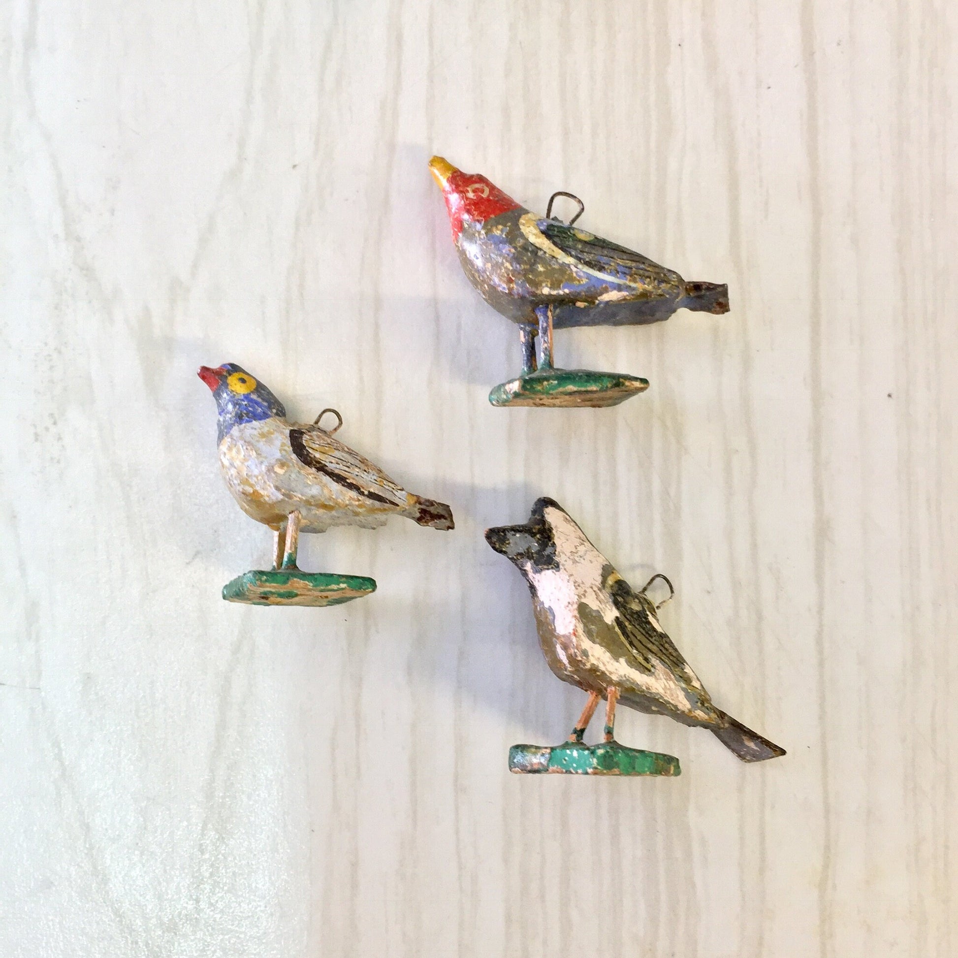 Colorful handcrafted paper mache bird beads for arts, crafts and jewelry making