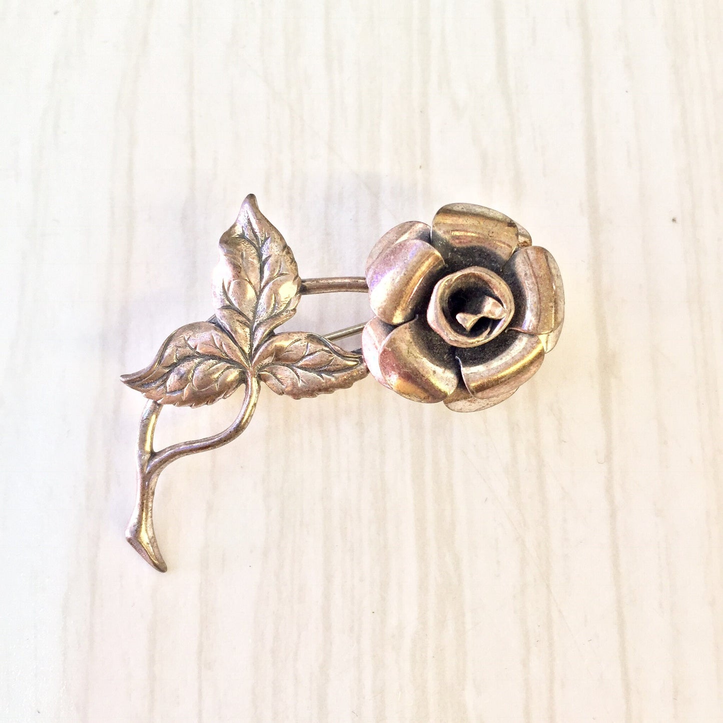 Vintage sterling silver rose flower brooch pin, perfect gift for Mom or Mother's Day