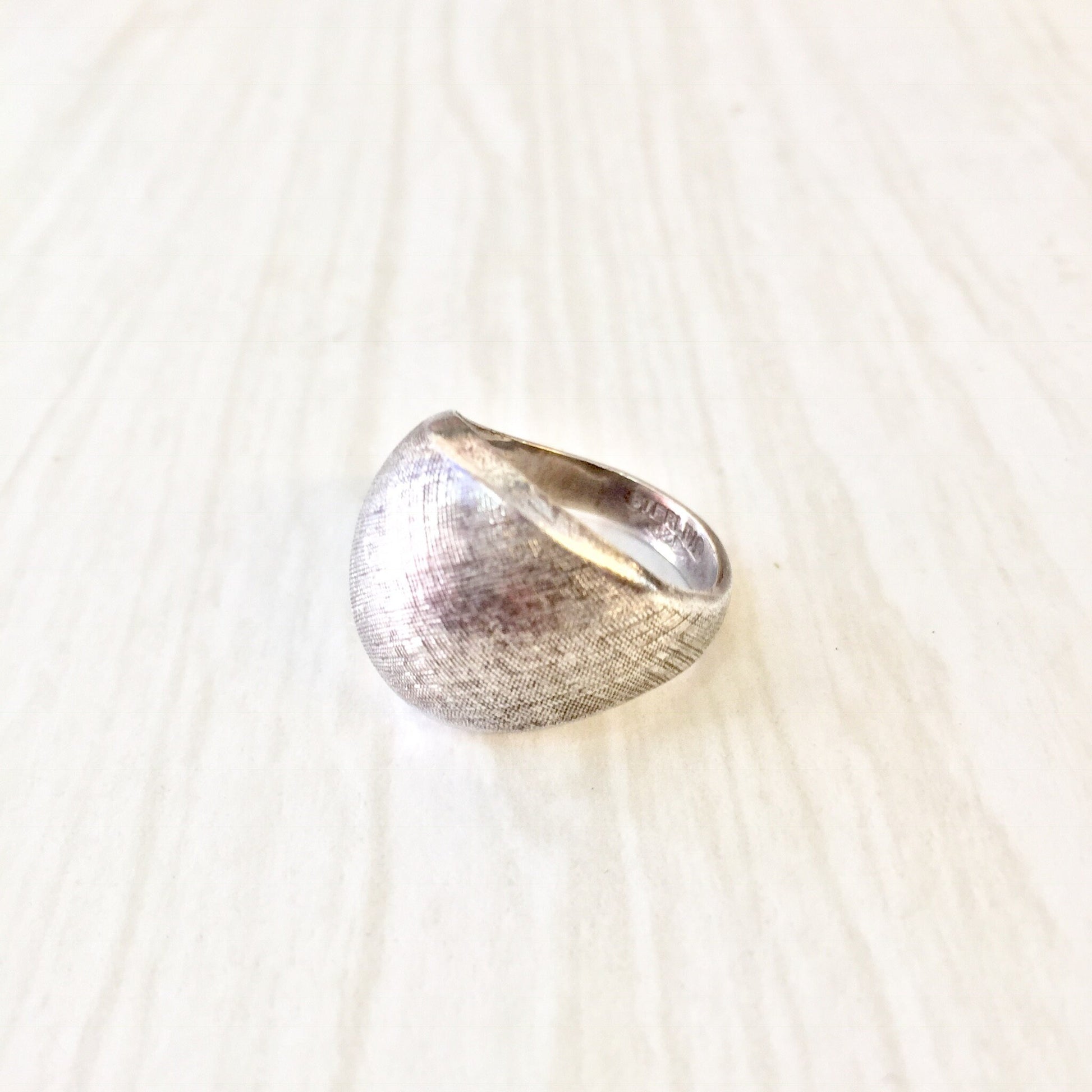 Vintage textured sterling silver pinky ring, small statement jewelry gift for Mom or Mother's Day