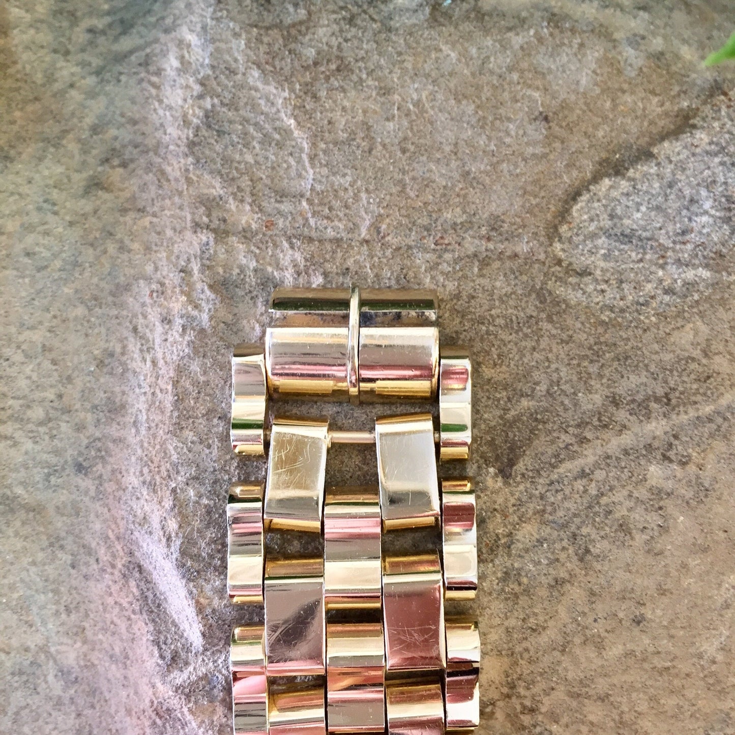 Vintage gold-toned chunky link bracelet, a stylish gift idea for Mom or anyone who appreciates classic jewelry pieces from the past.