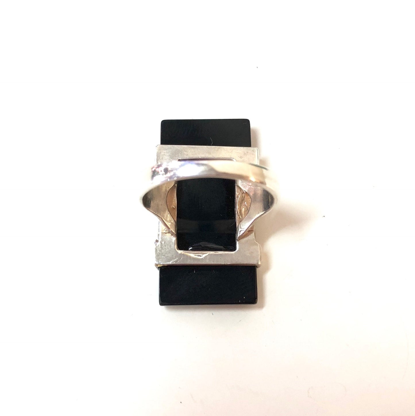 Vintage Sterling Silver Ring with Black Onyx Stone, Minimalist Jewelry