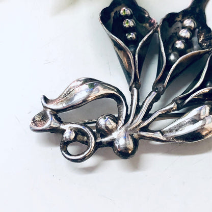 Vintage Flower Brooch, Three Flowers, Vintage Brooch, Silver Brooch, Vintage Pin, Vintage Jewelry, Valentines Day Gift, Sterling Pin, 925