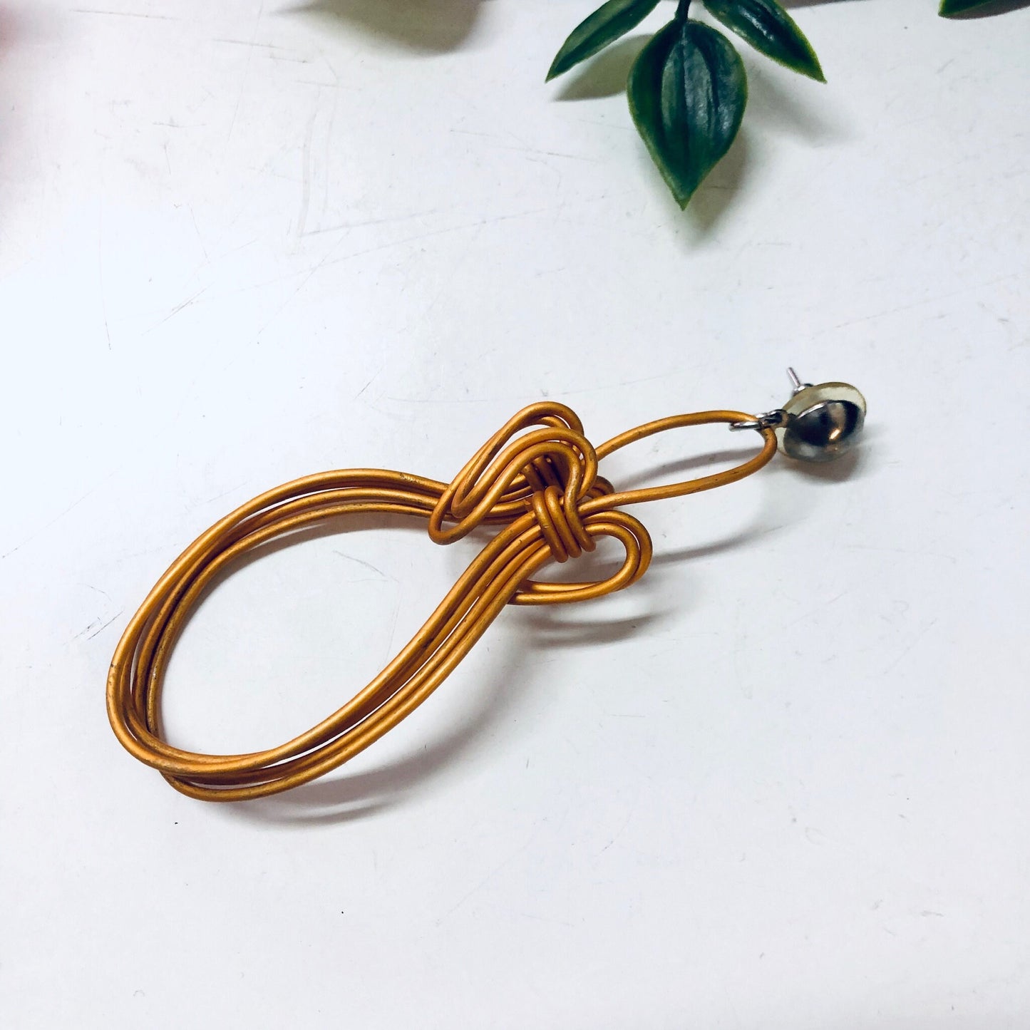 Vintage wire earrings in abstract orange design, unique statement jewelry perfect for a Valentine's Day gift