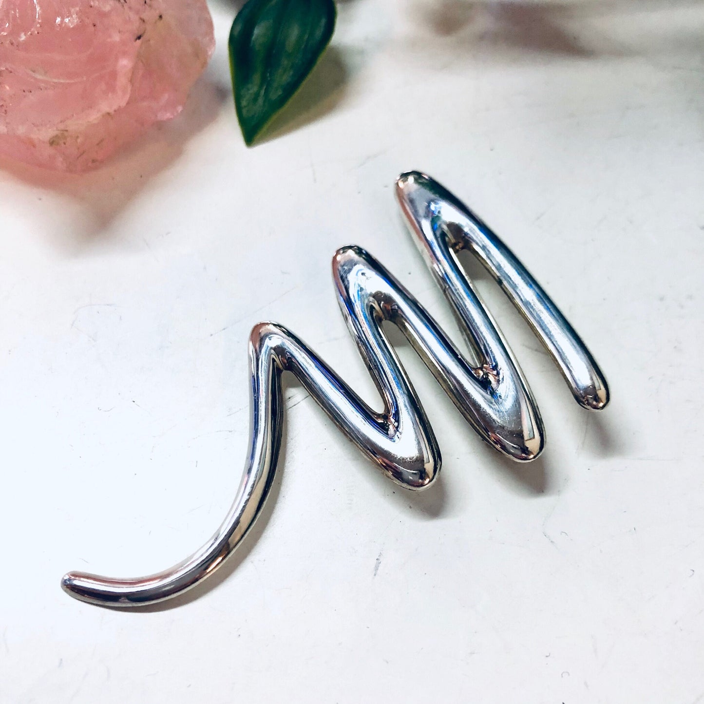 Vintage sterling silver abstract squiggle brooch pin jewelry for Valentine's Day gift