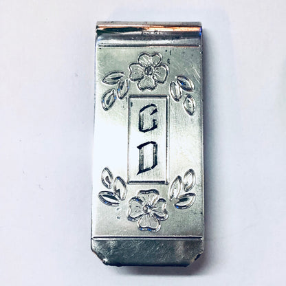 Vintage Money Clip, Silver Money Clip, Monogrammed Clip, CD Initials, Money Holder, Silver Accessories, Unique Accessories, 925 Clip, Silver