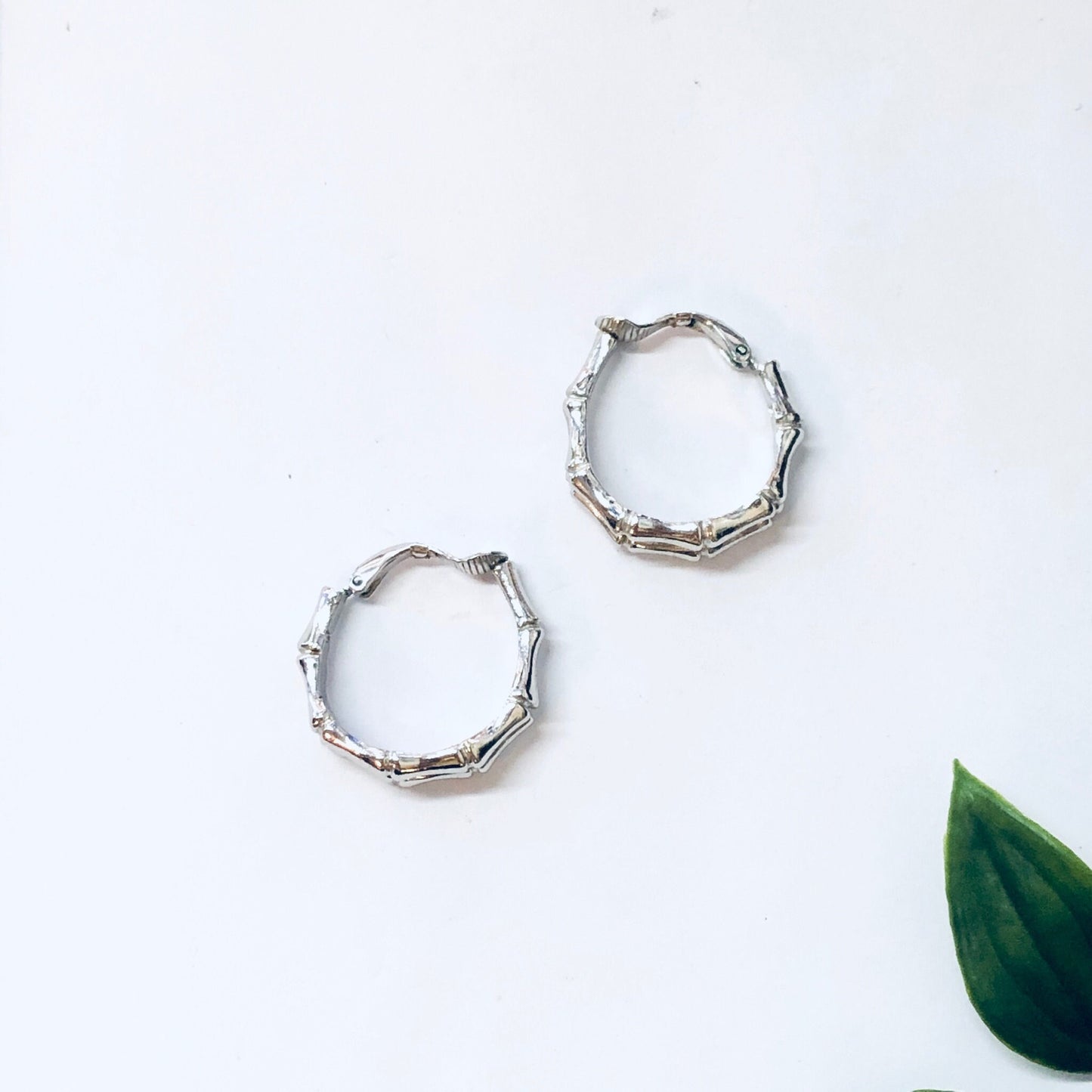 Vintage Earrings, Clip On Earrings, Bamboo Hoop Earrings, Trifari Earrings, Trifari Jewelry, Vintage Jewelry, Costume Jewelry, Silver Toned