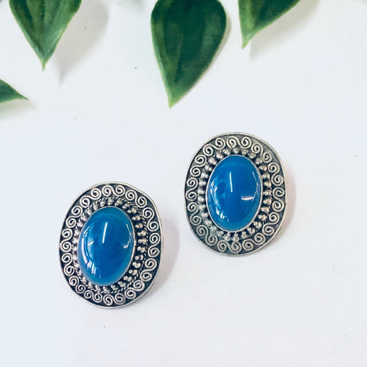 Vintage Earrings, Silver Earrings, Blue Stones, Natural Stones, Unique Jewelry, Stud Earrings, Intricate Jewelry, Unique Design, 925 Earring