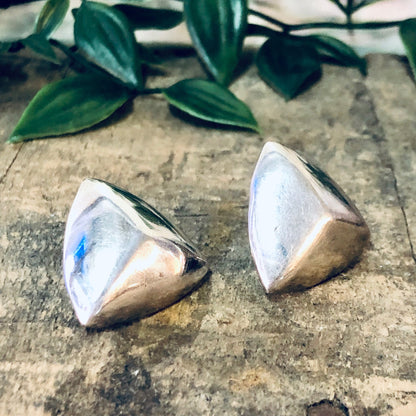 Vintage Earrings, Silver Earrings, Taxco Jewelry, Pierced Ears, Statement Jewelry, Triangle Earrings, Geometric Earrings, Vintage Jewelry