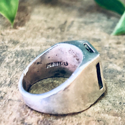 Vintage silver Adam and Eve ring featuring the Tree of Life and forbidden fruit design, a unique piece of religious jewelry from 925 silver.