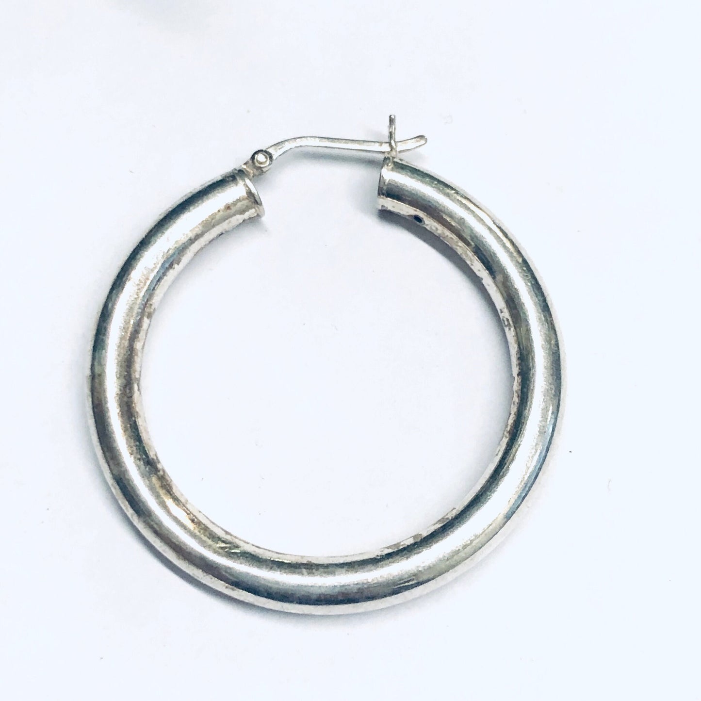 Silver hoop earrings, medium sized hollow silver hoops for pierced ears