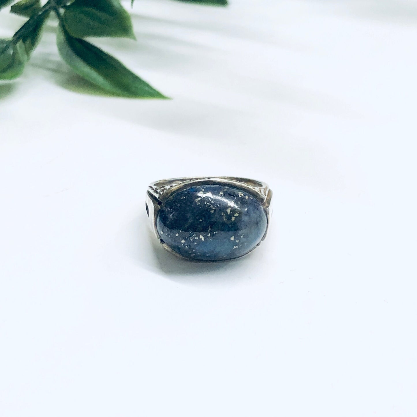 Vintage blue lapis stone statement cocktail ring, unique jewelry gift idea for Valentine's Day