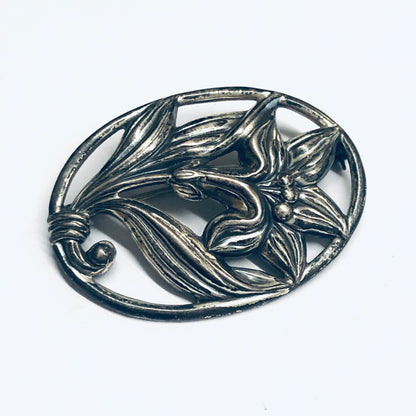 Silver Flower Pin, Brooch with Floral Design, Flower Jewelry, Vintage Brooch, Silver Pin