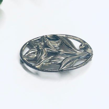 Silver Flower Pin, Brooch with Floral Design, Flower Jewelry, Vintage Brooch, Silver Pin