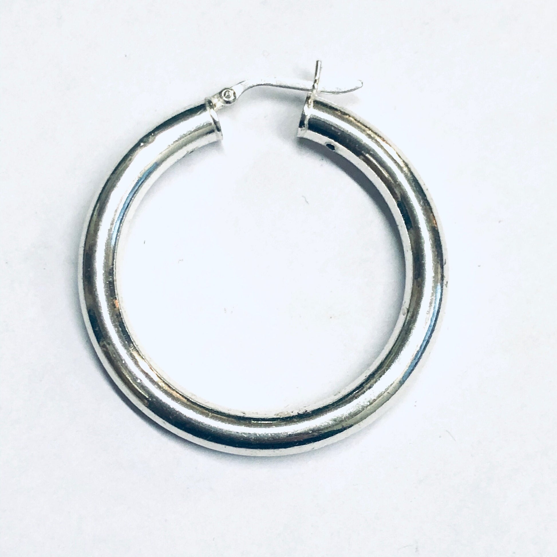 Silver hoop earrings, medium sized hollow silver hoops for pierced ears