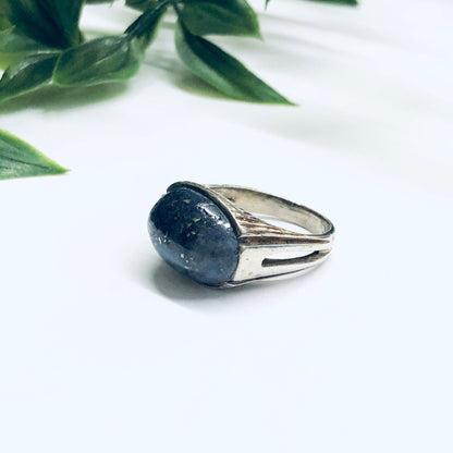 Vintage blue lapis stone ring, unique statement cocktail ring jewelry for Valentines Day gift