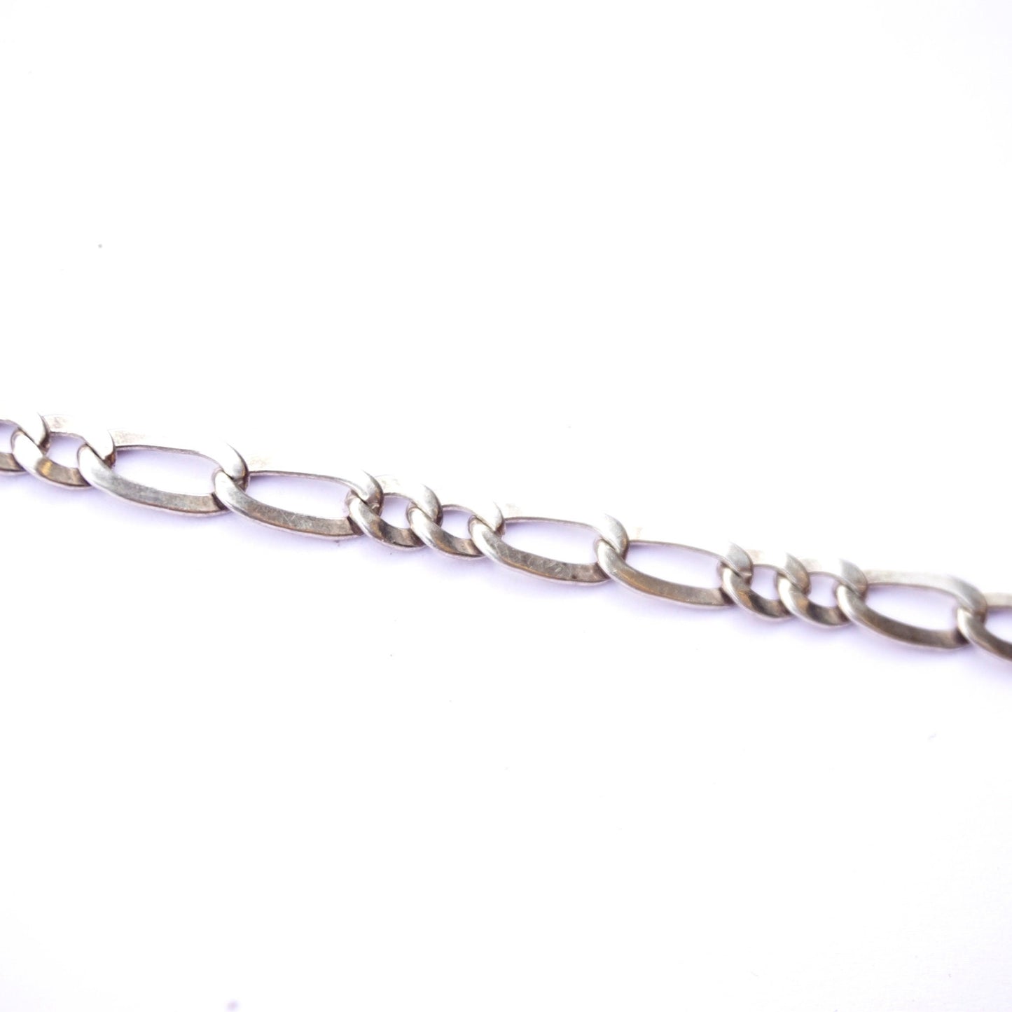 Vintage Italian Sterling Silver Figaro Chain Bracelet, 925 TDP Figaro Bracelet, 2 Link Figaro ChainBracelet, Minimalist Sterling Bracelet