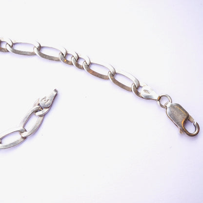 Vintage Italian Sterling Silver Figaro Chain Bracelet, 925 TDP Figaro Bracelet, 2 Link Figaro ChainBracelet, Minimalist Sterling Bracelet