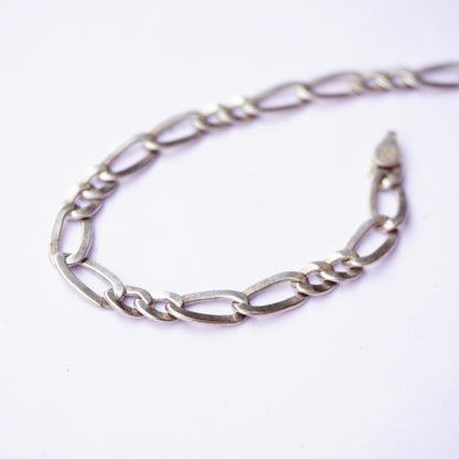 Vintage Italian Sterling Silver Figaro Chain Bracelet, 925 TDP Figaro Bracelet, 2 Link Figaro ChainBracelet, Minimalist Sterling Bracelet