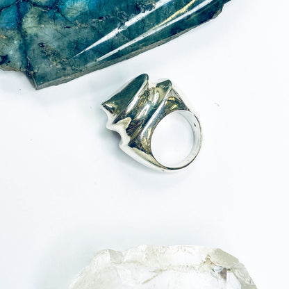 Vintage Patricia Von Musulin Sterling Silver Ring, Abstract Chunky Silver Ring, Modern Style Sterling Ring