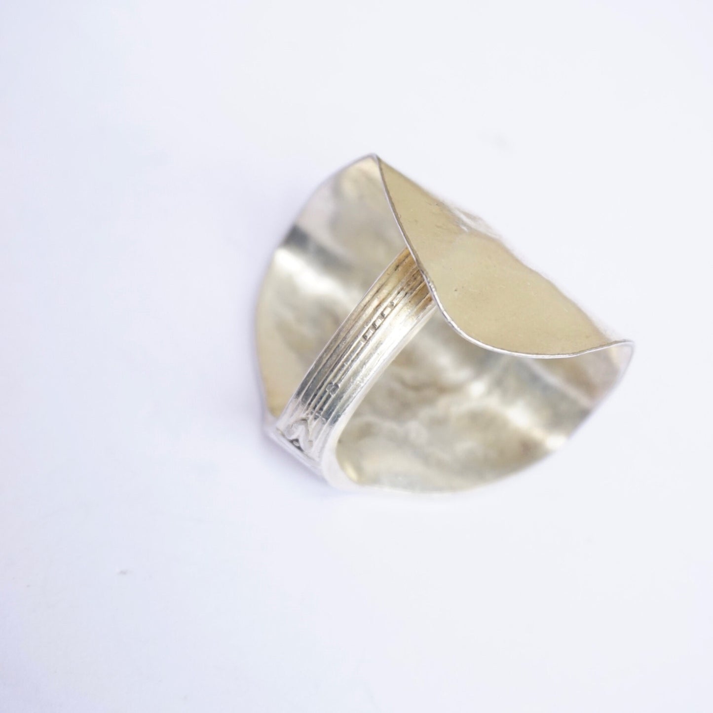 Vintage sterling silver spoon ring, handmade and bent into a unique statement ring, size 8 US.