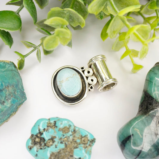 Vintage Turquoise Sterling Silver Pendant, Unique Silver Pendant With Light Blue Turquoise Stone, Natural Turquoise Pendant, 925 Jewelry