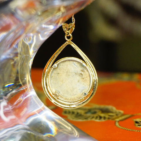 Gold-Tone Sterling Silver Rose Pendant, .999 Fine Silver Rose Medallion, Teardrop Pendant, Estate Jewelry, 1 3/4" - Good's Vintage