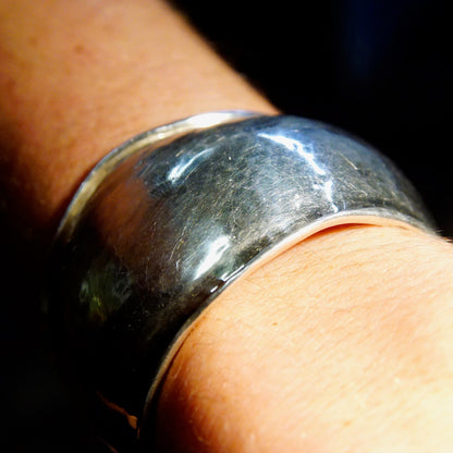 Modernist Sterling Silver Crinkle Dome Cuff Bracelet, HammeredSilver Wrist Bone Cuff, Adjustable, 6 1/2" L